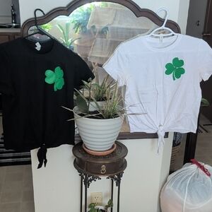 Etsy - Tie-Front Crop Shamrock T-Shirt - White (O'Tipsy) And Black (O'Hammered)